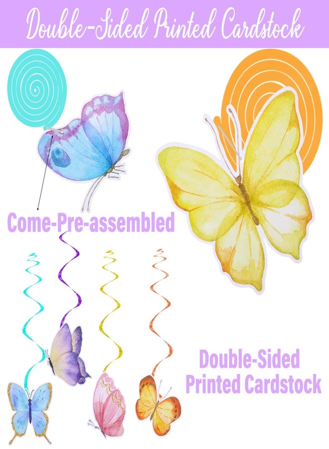 اوموني ١٨ قطعة من زينة الفراشات المعلقة الحلزونية، زينة حفلات أعياد الميلاد على شكل فراشات، شرائط فويل ملونة لتزيين السقف، مناسبة لحفلات الربيع والصيف، وأعياد الميلاد، وحفلات الزفاف، وحفلات استقبال المولود الجديد. - Image 3